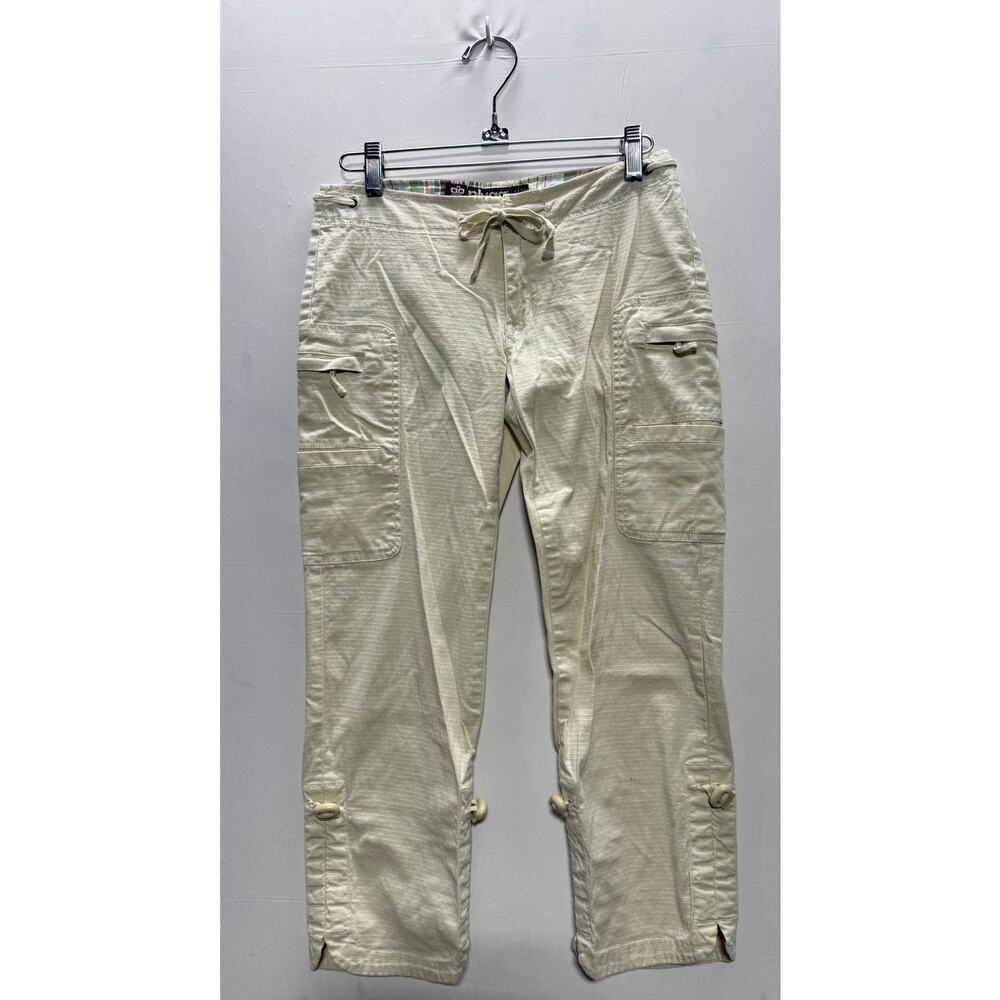 Plugg Women’s Beige Cargo Capri Pants Size 1 Adjustable Drawstring Waist